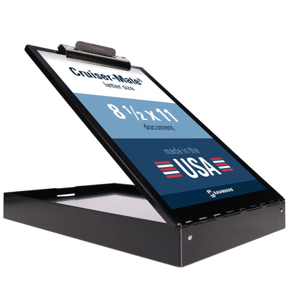 Saunders Cruiser-Mate Black Aluminum Clipboard with Storage, Dual Tray Nursing Folio, HIPAA Compliant Medical Chart Holder, Heavy Duty Recycled Metal, Self-Locking Latch, Made in USA