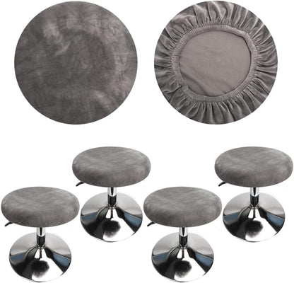 12-16 Inch/30-40cm (4, Velvet Bar Stool Covers Round Barstool Covers Round, Luxurious Fabric Stretchable Wrinkle