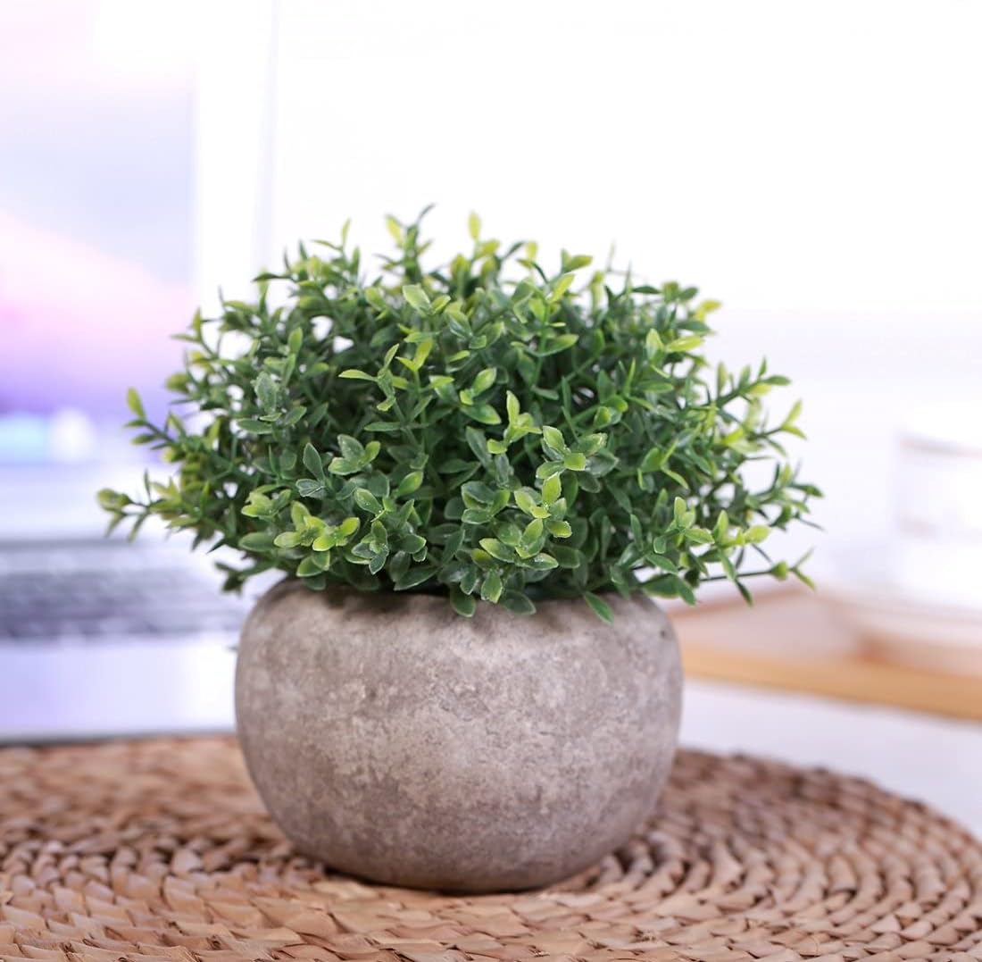 HC STAR Artificial Mini Fake Plant - Potted Decorative Lifelike Green Plants for Indoor and Outdoor Room Decor