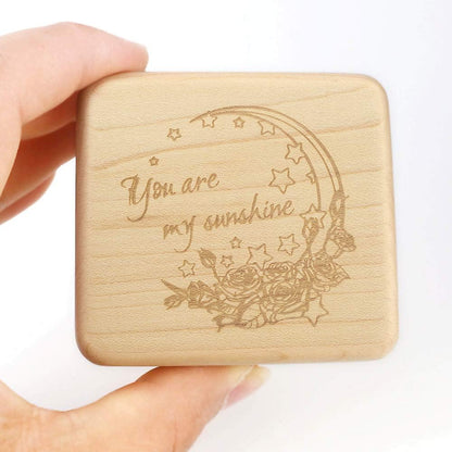 Sinzyo Natural Wooden Music Box with Customizable Photos, Wind Up Musical Box Gifts for Christmas, Birthday,