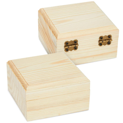 Bright Creations Wooden Box Set with Hinged Lids - 6-Pack, 3.5 x 3.5 x 2 In, Pinewood - Unfinished Boxes with Lids for Crafts & Paintable DIY Storage with Magnetic Closure for Jewelry & Craft Supplies