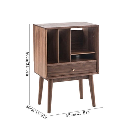 YUHUAWF Vinyl Record Holder Multi-functional Wooden Vinyl Record Cabinet Home Sideboard with Drawer CD Holder