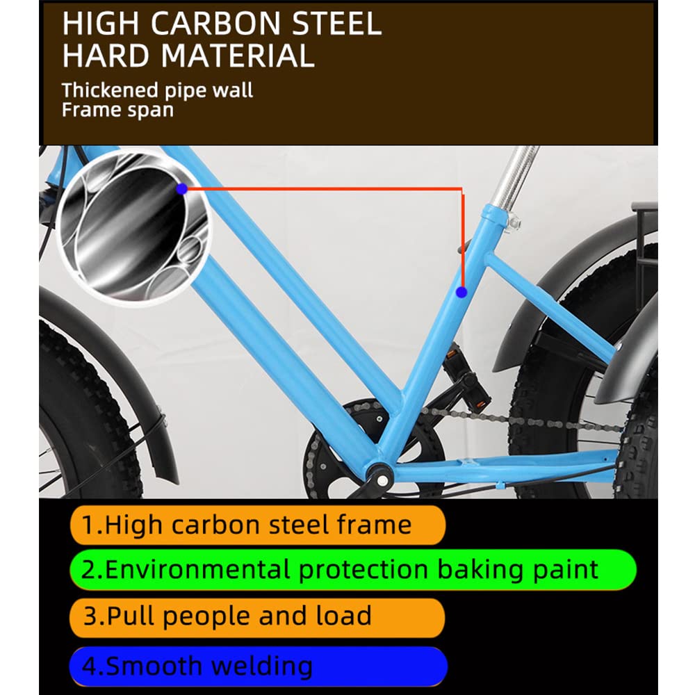 Adults Tricycle 7 Speed Fat Tyre Off Road Trike with Cargo Basket - City Mountain Bicycle for Leisure Cycling Seniors, Farm and Fruit Picking
