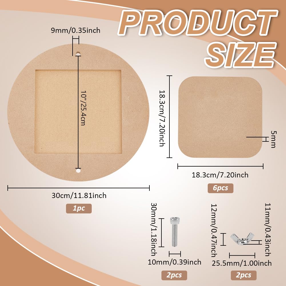 PH PandaHall Pottery Bats System Kit, Inner Bat for Pottery Wheel 12" Round Portable Clay Wedging Board with 6pcs Square Pads Clay Throwing Bats for Artists Studio & Home Pottery Projects