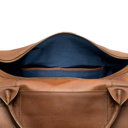 Full Grain Leather Duffle Bag – 40L Travel, Gym & Carry-On Weekender for Men | Handcrafted Overnight Bag with Brass Hardware, Vintage Style