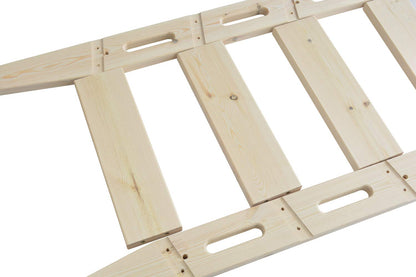 DIYHD 96" Knotty Pine Sliding Library Ladder, Solid Wood Bookshelf Ladder with Oval Cut-Out Grip & Handrail, Unfinished Paintable, Hardware Not Included