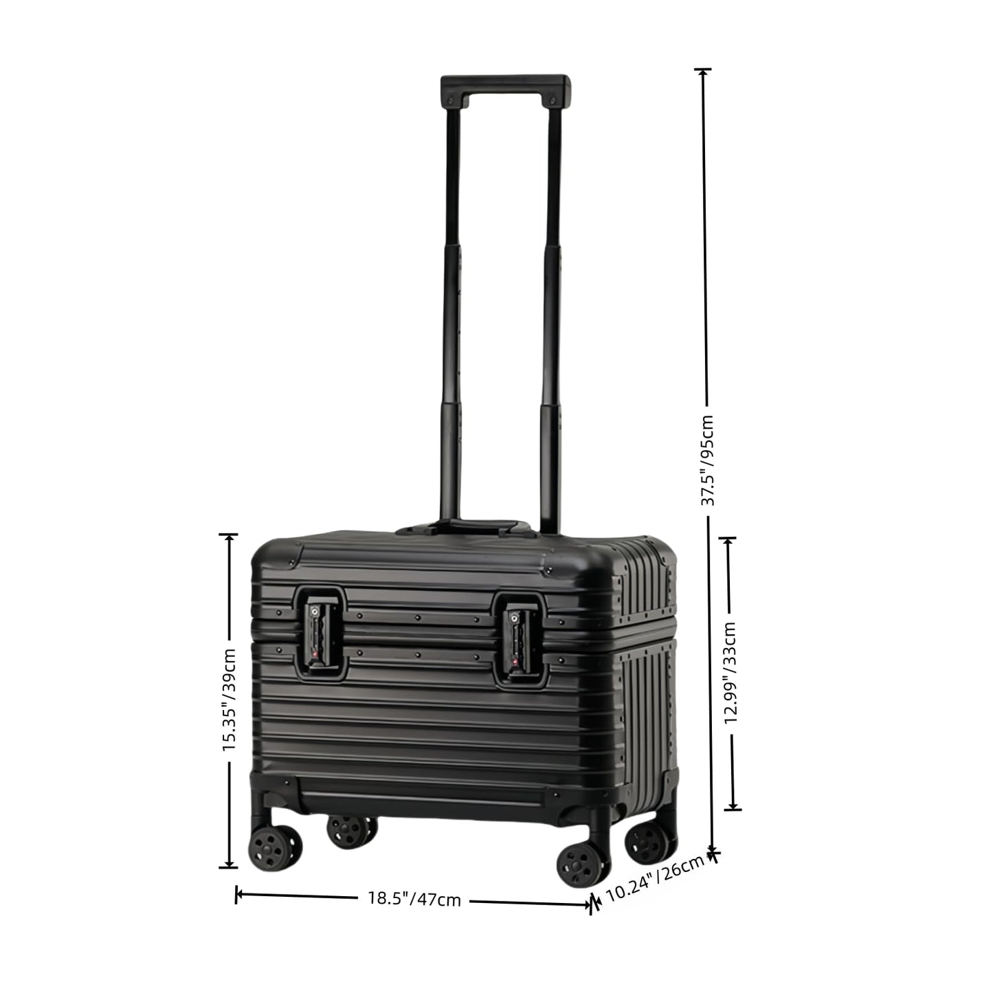 Perle Path Full Aluminum Camera Carry-On Luggage DSLR Shockproof TSA lock Photography Gear Case with Removable Dividers & 360° detachable Wheels Luggage Rolling trolley case storage case (black)