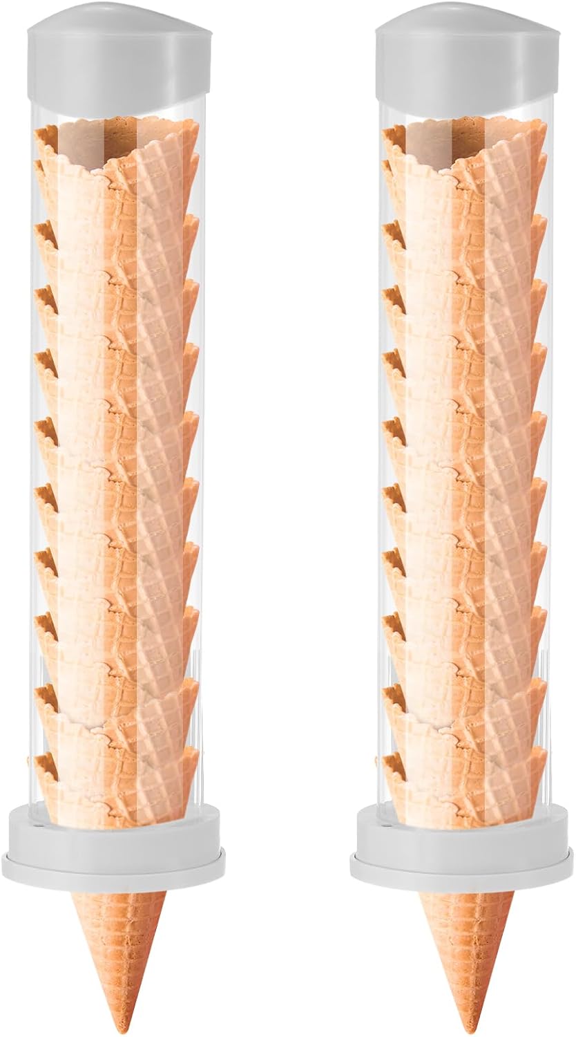2 16'' 3'' 2 Tioncy Pcs Ice Cream Cone Dispenser Waffle Cones Holder L x Dia with Gaskets for Ice Cream Wall Mount