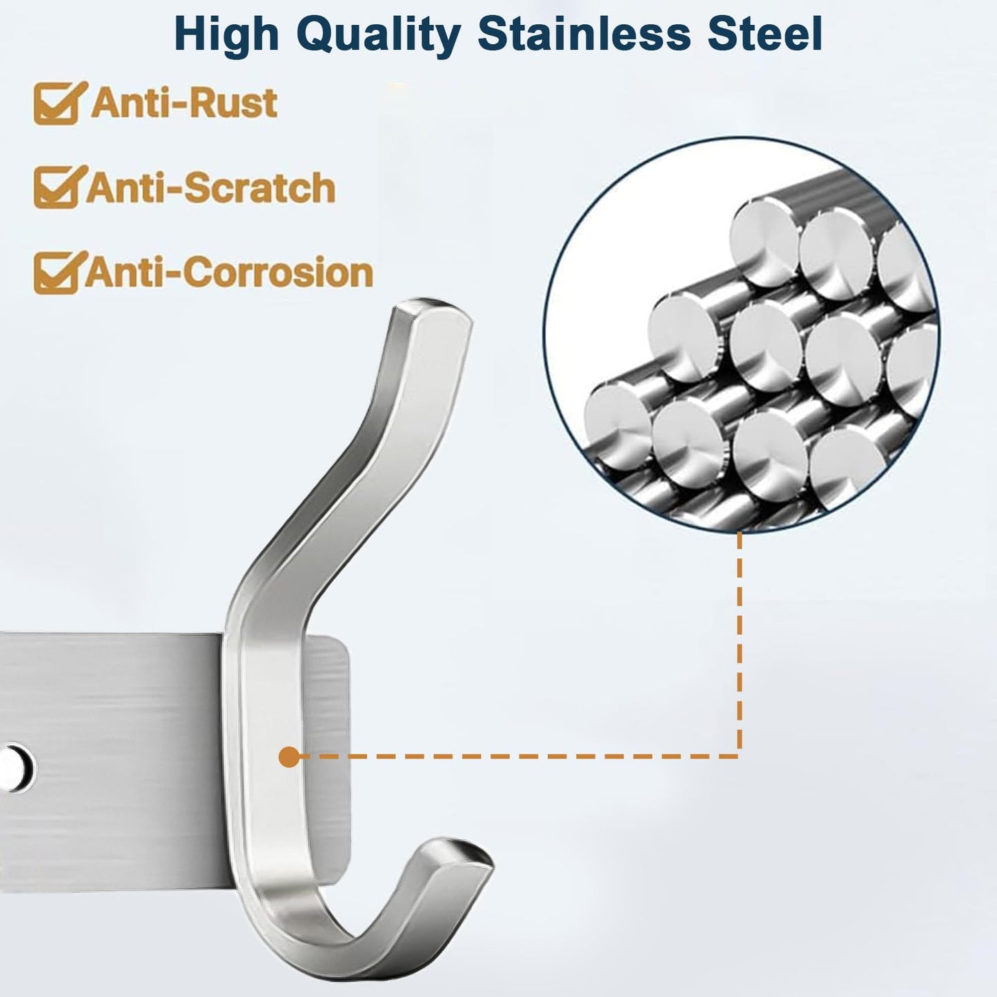 AZW Coat Rack Wall Mount,Heavy Duty Stainless Steel Metal Coat Hooks Hanging for Robes Bags Keys Hat Clothes and Bathroom Door Towels Hanger（Brushed Silver Nickel 5 Hooks