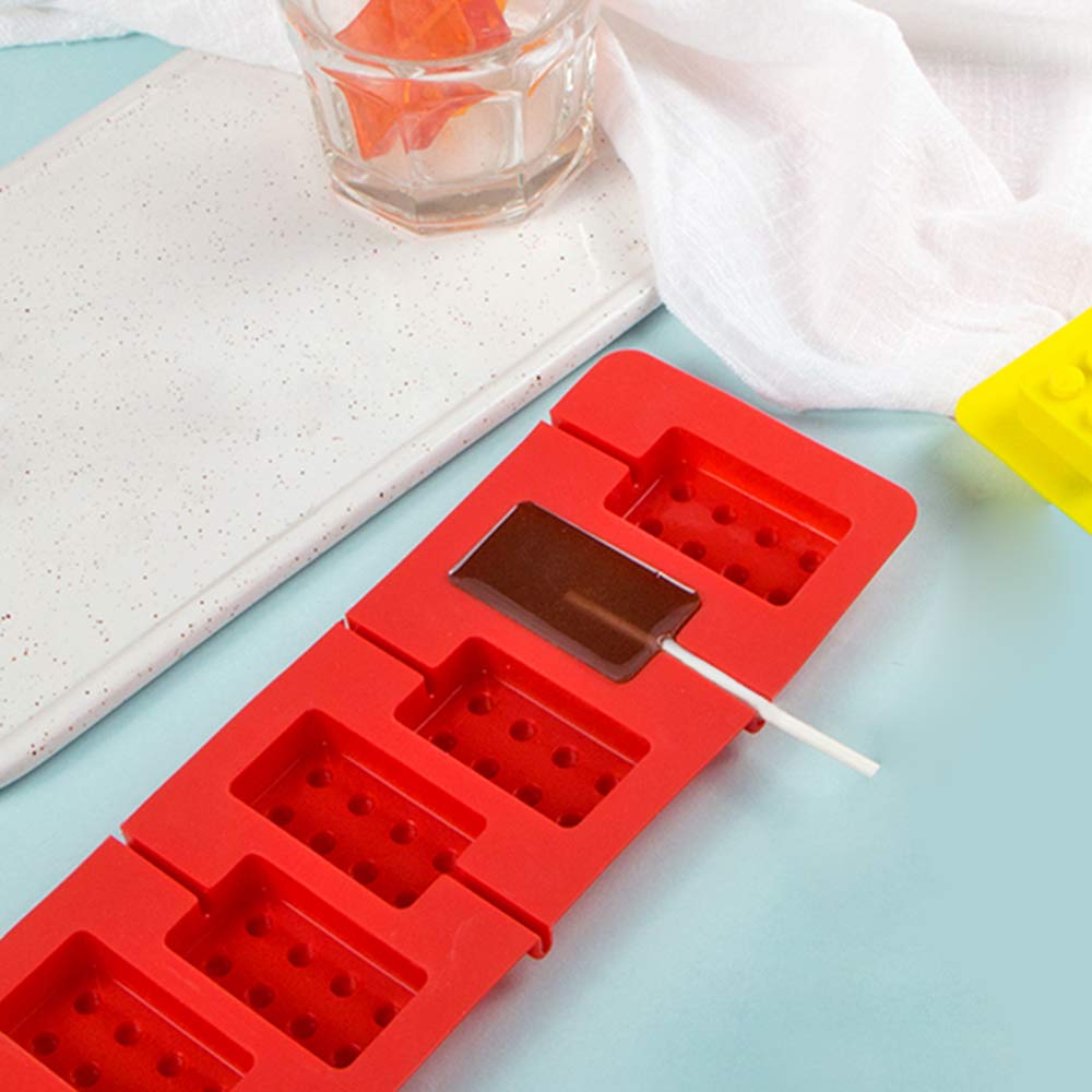 Webake Silicone Lollipop Molds, Brick Chocolate Hard Candy Lollypop Sucker Mold Set of 3 (Include 100 Paper Sticks)