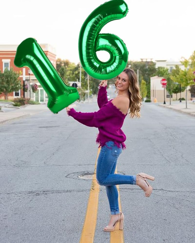 Numbers 26 Balloon - Dark Green 40 Inch Digital Balloon for 26th Birthday Party Decorations