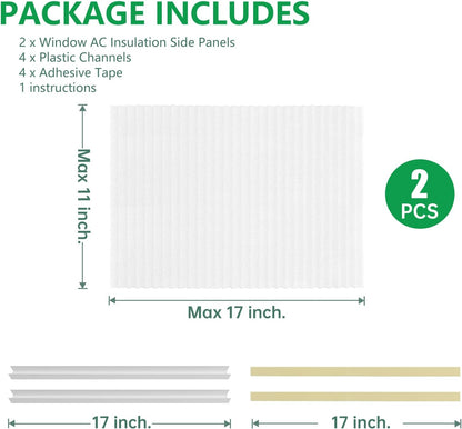 VACUUM002WHITE Window Air Conditioner Side Insulated Panel, 2PIC Insulation Panels Window Seal Kit with 4 Pressure