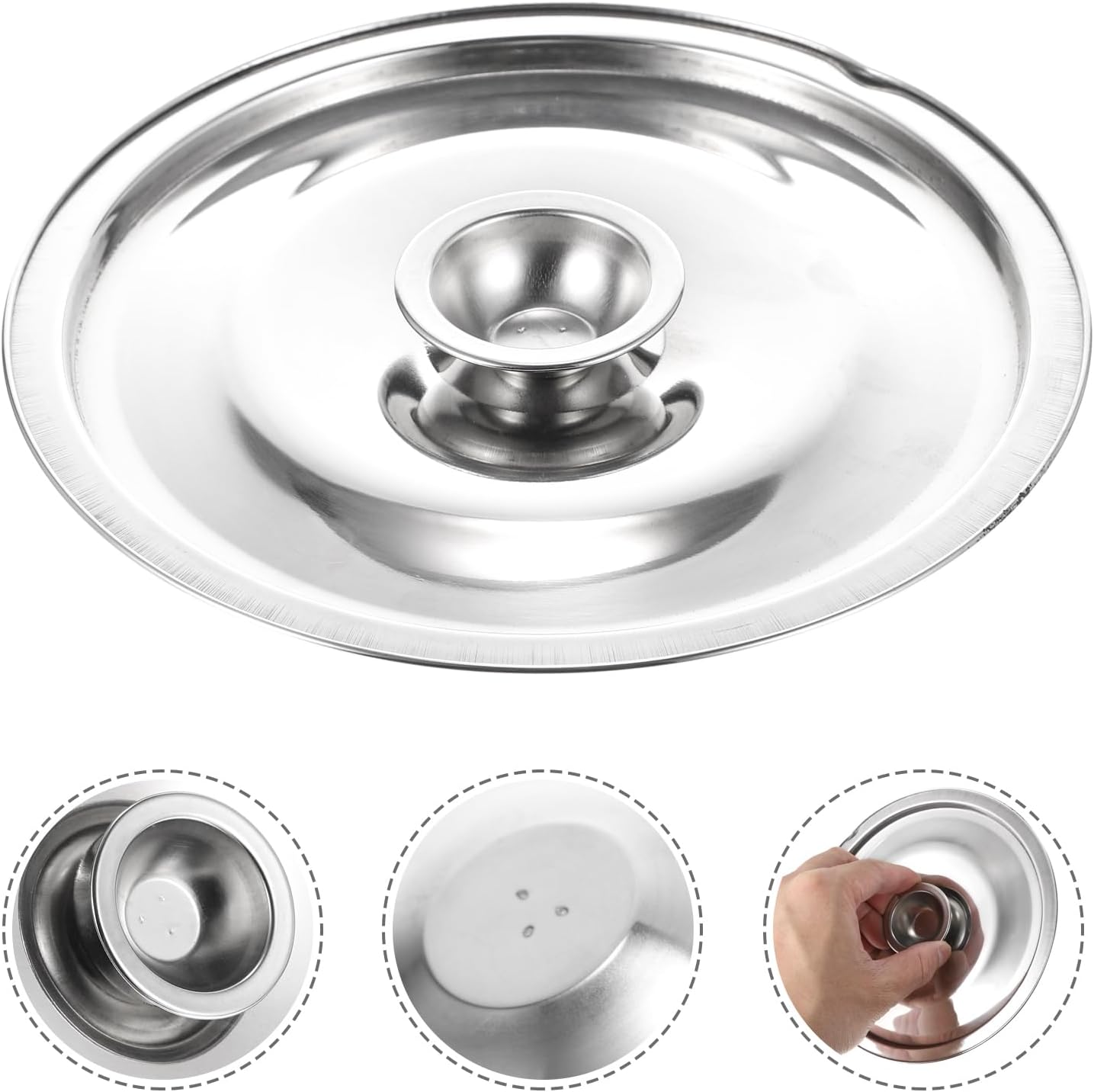 Silver Stainless Steel Pan and Pot Lid, Universal Replacement Cover for Skillets and Frying Pans, 16cm Diameter