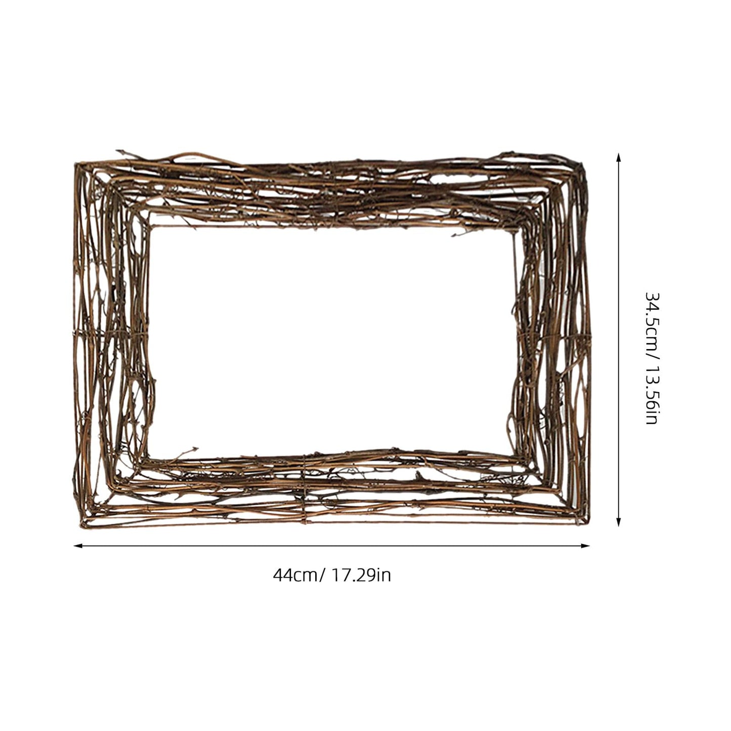 PRETYZOOM Natural Rattan Twig Wreath Base 17.3 Inch Oval Grapevine Frame for DIY Floral Crafts Seasonal Home Decor Accents