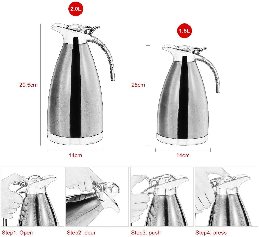 Stainless Steel Coffee Pot, Practical Tea Pot with Comfortable Plastic Handle for Serving Coffee, Tea, Hot Chocolate