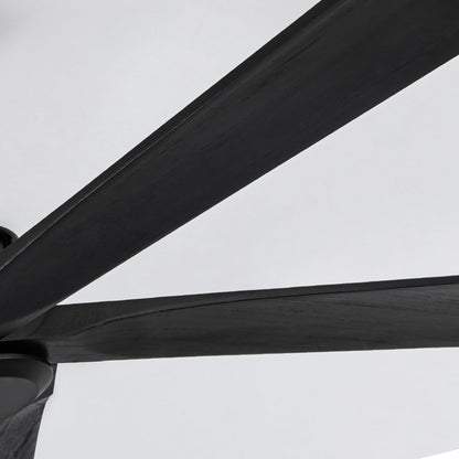 Vernal Life 64 Inch Modern Flush Mount Ceiling Fans no Light for Living Room, 5 Reversible Wood Blades, 6-Speeds, 110V Noiseless DC Motor (Black Finish with Black Blades)
