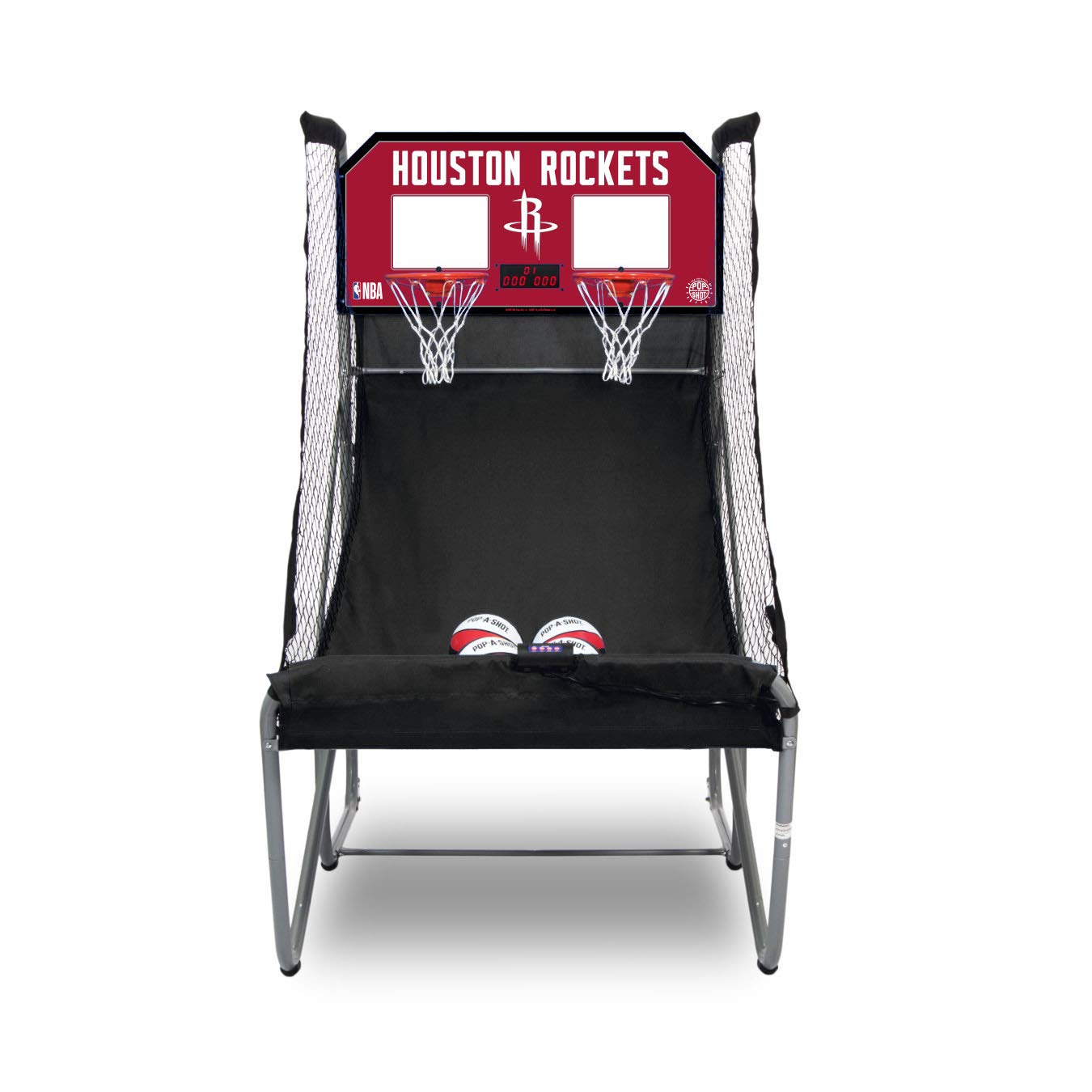 Pop-A-Shot - Home Dual Shot with Houston Rockets NBA Graphics l Sensor Scoring l 16 Game Modes l 7 Balls l Foldable Storage l for All NBA Fans