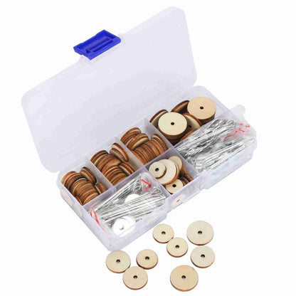 Luatoxry Doll Joints, 50 Sets Movable Joints Pin, Wood Doll Neck Joint Cushion with Iron Clip and Ring, 0.5-0.8in Doll Making Cotter with Storage Box for DIY Craft Teddy Bear