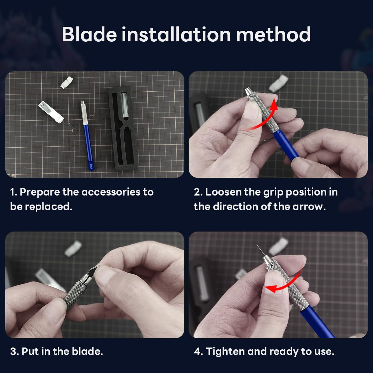 stedi Craft Hobby Knife Kit, Model Hobby Making Tools, All Metal Precision Craft Knife with 20PCS Blades for Gundam, Scale Military Model, 3D Resin Parts, Blue