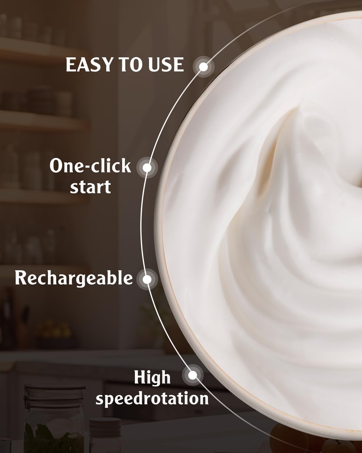 MIGECON Stand Mixer, Small Kitchen Electric Food Mixer, Portable Milk Frother, Rechargeable Household Mixer Beater for Shampoo and Pet Foam Whipper, One-Click Operation, Dark Gery