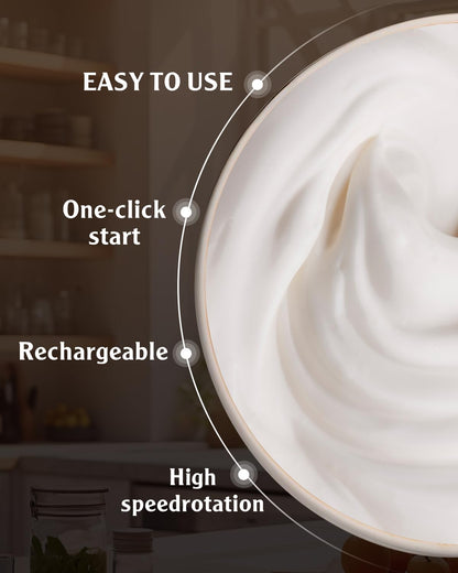 MIGECON Stand Mixer, Small Kitchen Electric Food Mixer, Portable Milk Frother, Rechargeable Household Mixer Beater for Shampoo and Pet Foam Whipper, One-Click Operation, Dark Gery