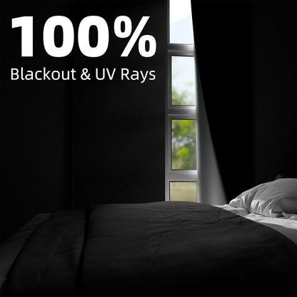 135"70", 100% NIGHTON Portable Blackout Curtains Strong Hook and Loop Tape Strips with Adhesive, Cuttable Blackout