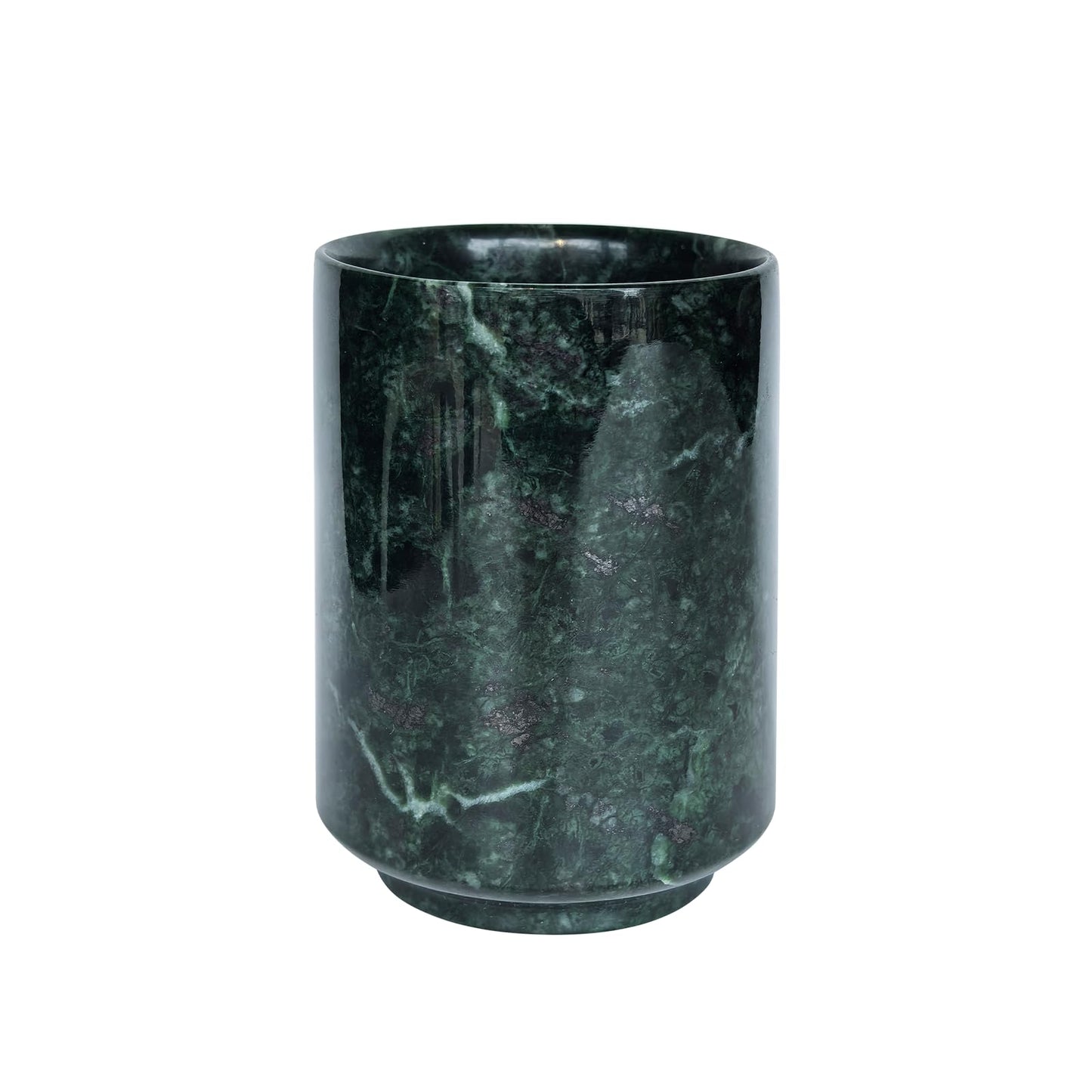 Genaetyg Handcrafted Green Marble Tumbler Cup | Multi-Use Organizer for Pens, Makeup Brushes, Toothbrush | Home Office Bathroom Vanity Decor, 4 Inches