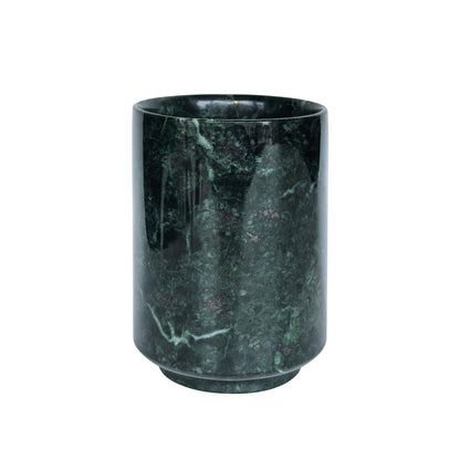 Genaetyg Handcrafted Green Marble Tumbler Cup | Multi-Use Organizer for Pens, Makeup Brushes, Toothbrush | Home Office Bathroom Vanity Decor, 4 Inches