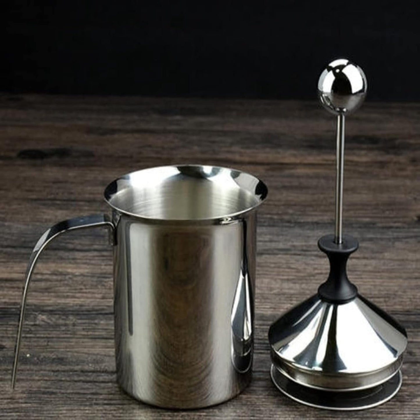 Foam Maker, Stainless Steel Manual Milk Frother, 800ML, Manual Operated Milk Foam Maker for Cappuccino Coffee Latte