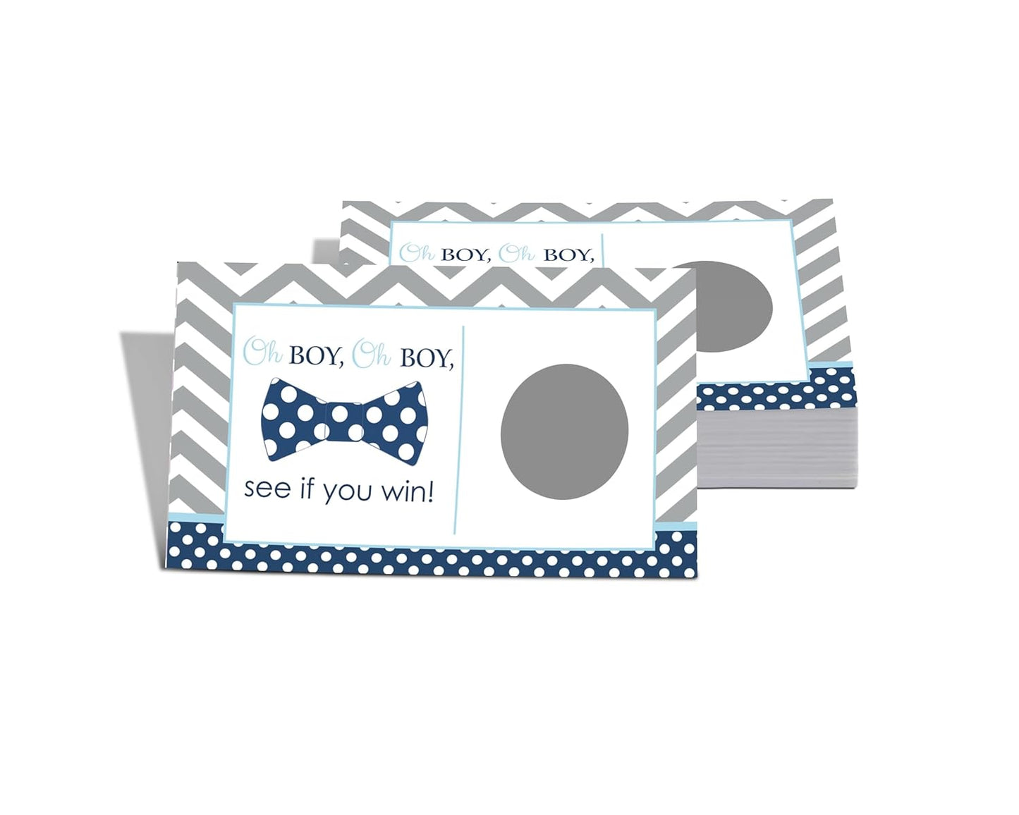 Bow-Tie Baby Shower Games for Boys - 28 Pack Scratch Off Game Cards, Little Man Theme in Blue and Grey