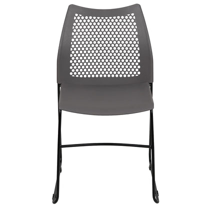 Flash Furniture Hercules Series Contoured Lobby Chairs with Air-Vent Honeycomb Backs, Ergonomic Stacking Chairs for Offices, Set of 5, Gray