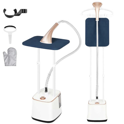 MOMOKOVA Steamer for Clothes, 2000W Standing Garment Steamer with 10 Steam Levels, 2.7L Water Tank for 90 Mins Continuous Steaming,2-in-1 Flat & Hanging Ironing (Pearl Gold)