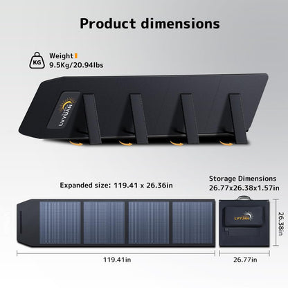 LVYUAN 300W Portable Solar Panel Foldable Solar Panel, Solar Cells 22.6% High Efficiency for Outdoor Adventures Power Station and Camping