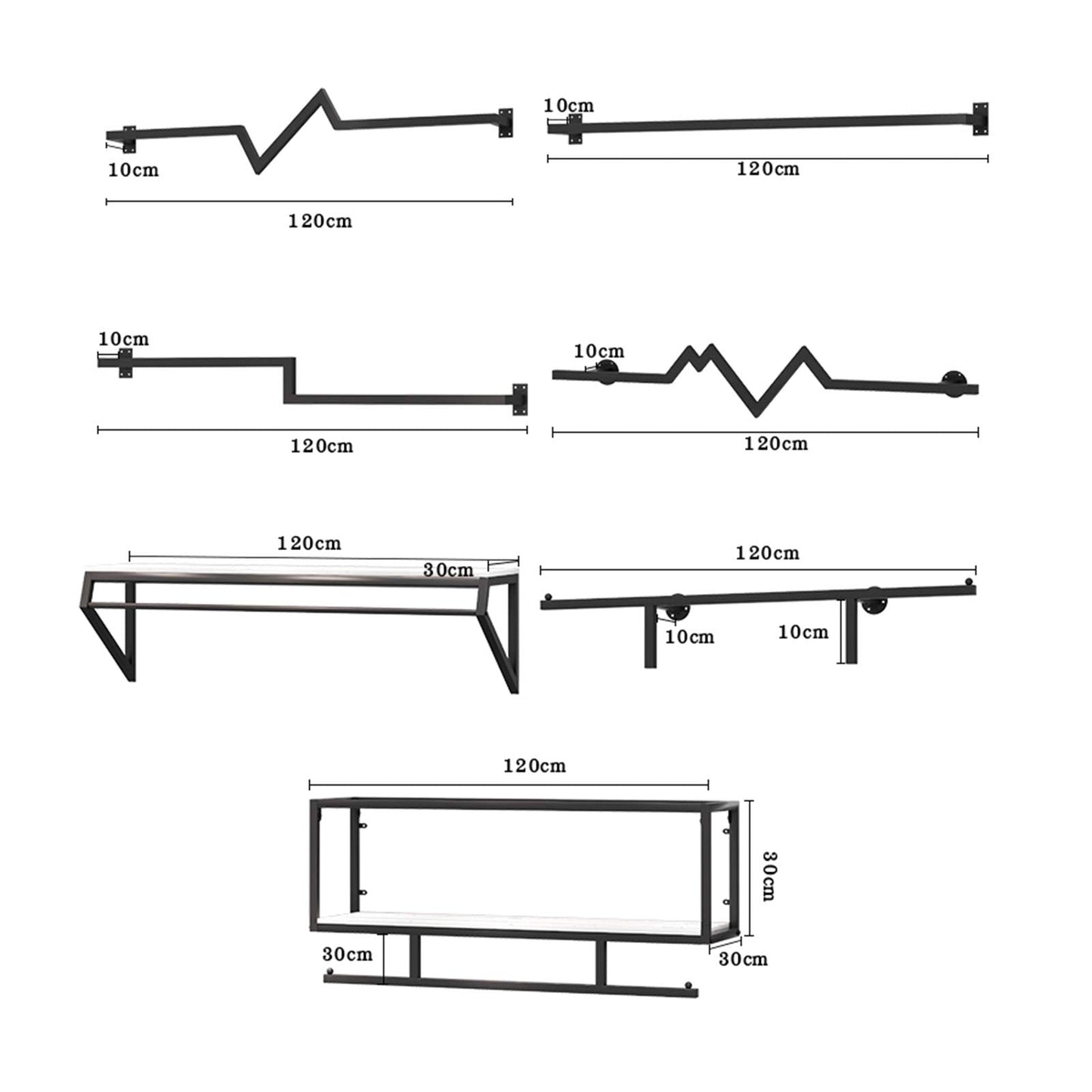 JHNKOJ Heavy Wall-Mounted Metal Garment Rack, Commercial Clothing Store Display Rack Suspended Ceiling Hanger, Clothes Hanger Rod for Retail Stores,H