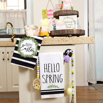 18x26 Inch, Set 2 ARKENY Easter Kitchen Towels - Green Wreath Dish Towels, Ultra Absorbent, Bar Drying Cloth, Happy