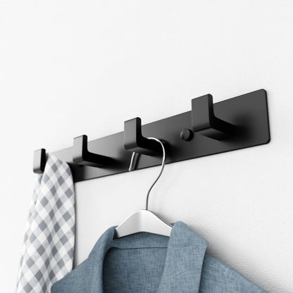 GWAAZXGZ Black Coat Rack Wall Mount - 12.5 inch Modern Metal Hook Rail with 4 Right-Angle Hooks, Drill-Mounted Organizer for Coats, Hats, Bags in Entryway, Bathroom, Bedroom (2 Pack)
