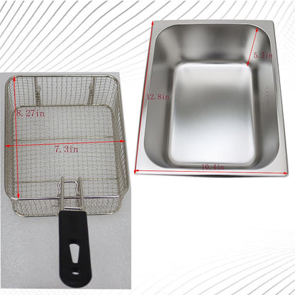 INTBUYING 6L Commercial Deep Fryer Single Tank LPG Gas Chips Stainless Steel Fryer with Fry Basket French Fries Fried Potato Chicken Frying Machine with Gas Regulator Valve