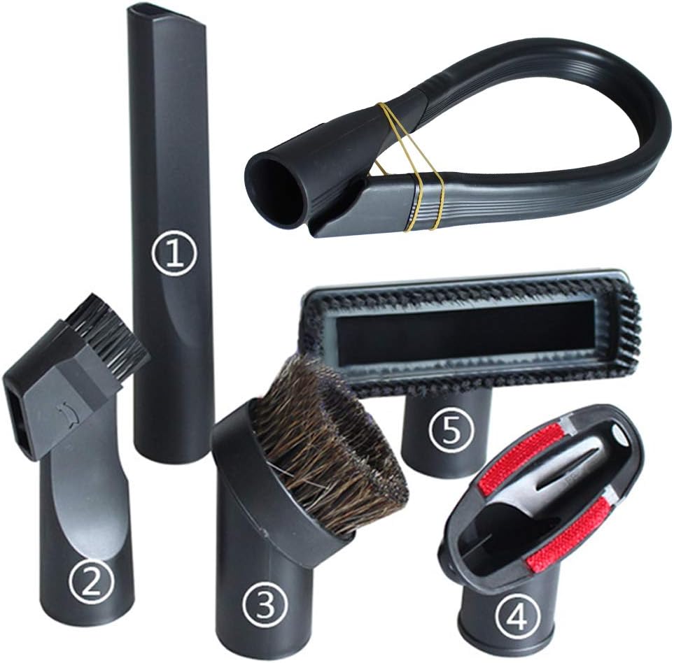 Vacuum Attachments 32mm (1 1/4 inch) Brush, Flexible Crevice Kit for Shop Vac Attachments, 7 Packs