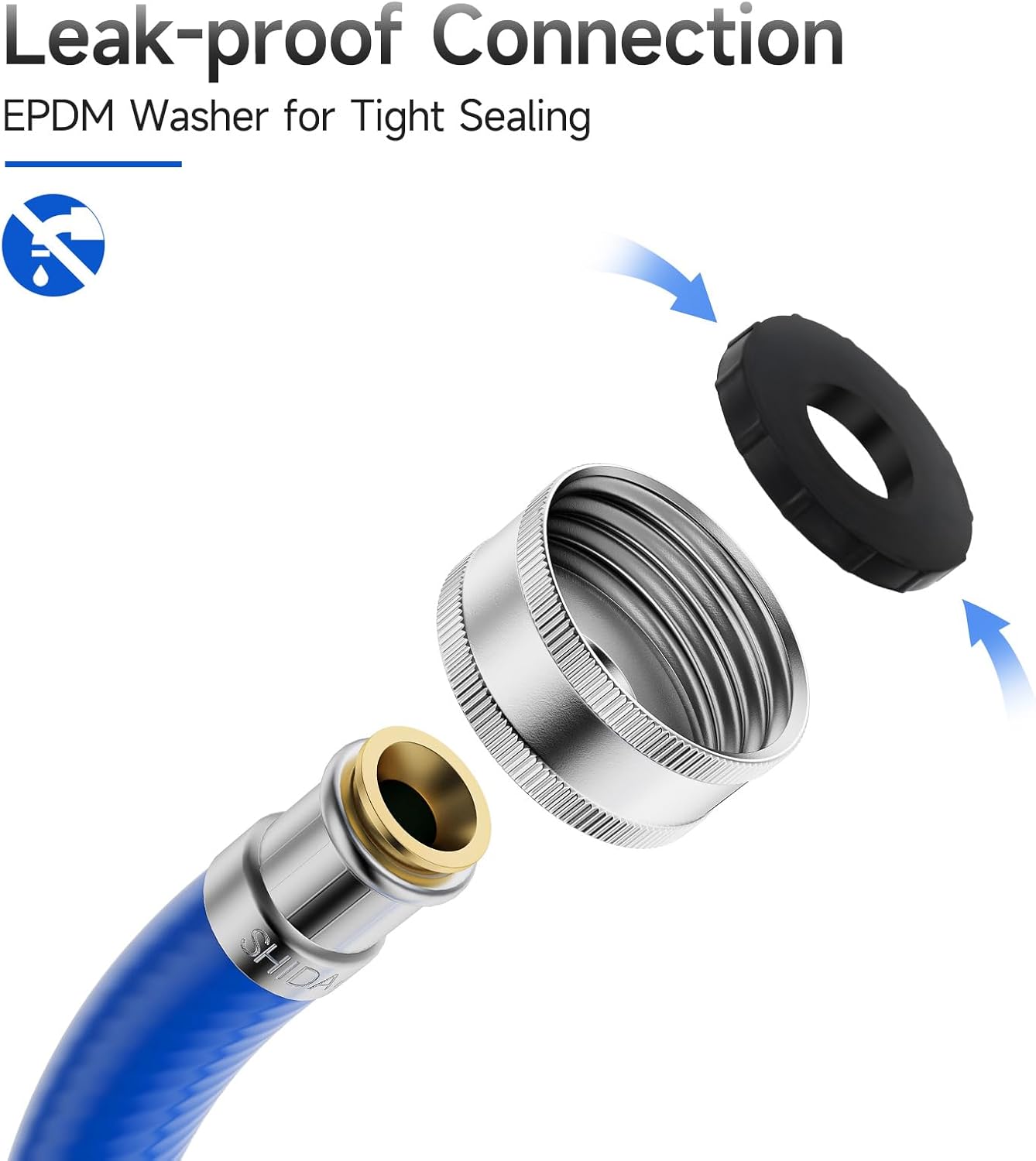 JUWO 5 FT Rubber Washing Machine Hoses, 3/4" FHT Washer Hoses for Short to Moderate-Distance Water Supply