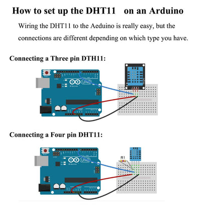 2pcs DHT11 Temperature Humidity Sensor Module, Digital Sensor 3.3V-5V with Wires for Arduino Raspberry Pi
