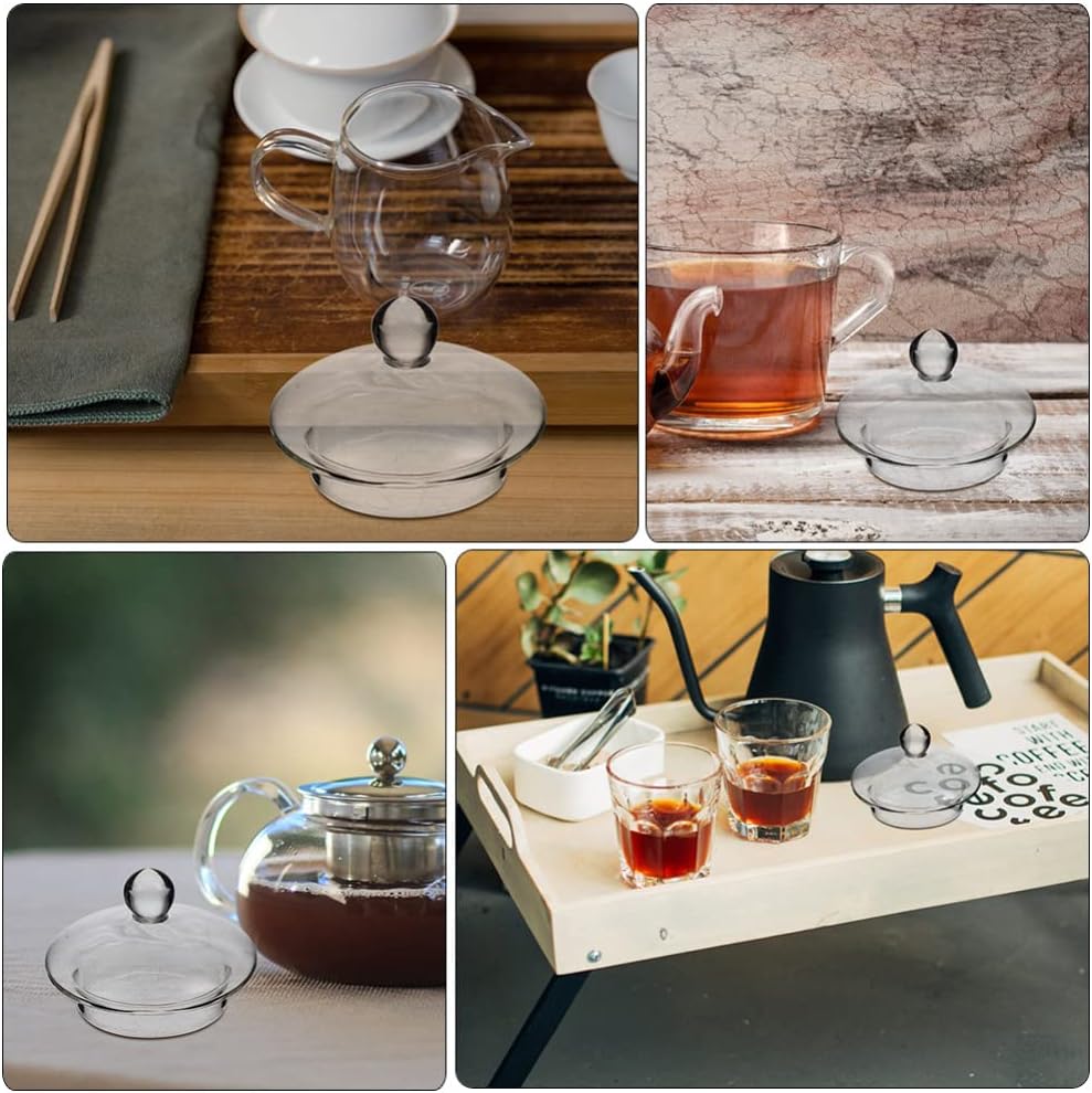 UPKOCH Tea Steeper, 4 Pack Glass Teapot Lid Replacement, Teapot Strainer Covers and Tea Filters