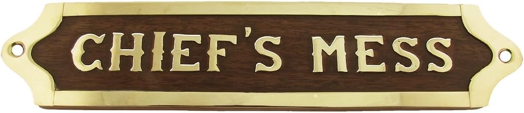 Treasure Gurus Chiefs Mess Brass Door Sign, Maritime Ships Plaque