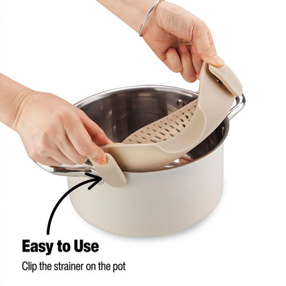 Silicone Pot Strainer, Emptycolor Adjustable Clip On Strainer for Pots Pans, Heat Resistant Pot Drainer, Kitchen Pasta Colander for Vegetables and Noodles (Grey)