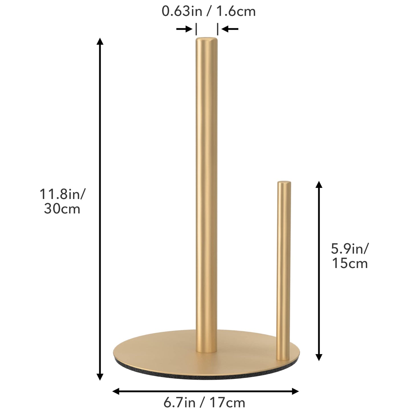 Paper Towel Holder Gold, Premium Stainless Steel Kitchen Roll Dispenser, Countertop Roll Organizer