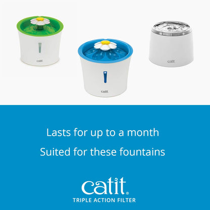 Catit Triple Action Replacement Original Water Fountain Filters, 12 Pack – Official Replacement Filters for Catit Cat Drinking Water Fountains
