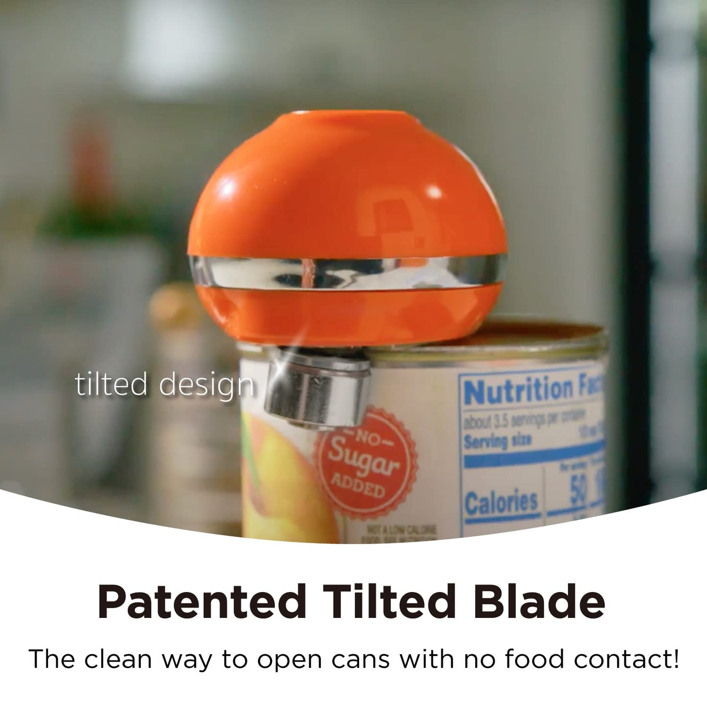 Kitchen Mama Mini Electric Can Opener Smooth Edge: Opens Can with One Press - Ultra-Compact, Hands-Free, Safe, Cordless, Seniors with Arthritis, Automatic, Battery Operated Appliances (Orange)