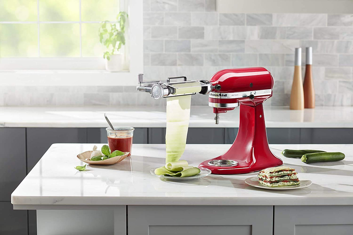 KitchenAid Vegetable Sheet Cutter Attachment with Noodle Blade Red - KSM2SCA
