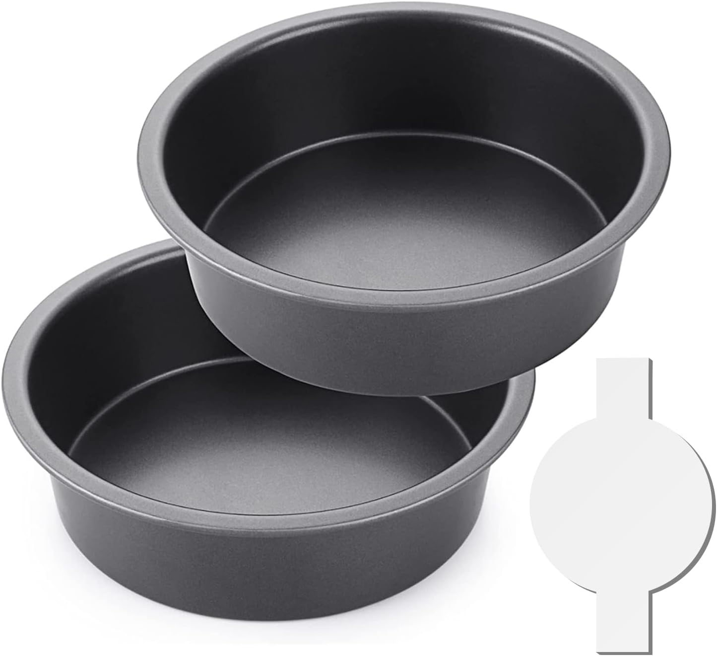 HONGBAKE 8 Inch Round Cake Pan Set with 60 Pieces Parchment Paper, Nonstick Circle Cake Pans Set of 2