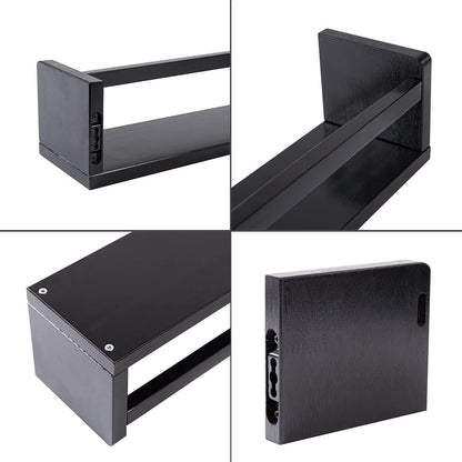 16 Inch Set 3 AZSKY Black Nursery Shelves of Wooden Floating Wall Bookshelf for Kids Nursery Shelves for Wall,Bathroom