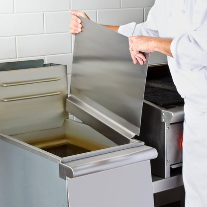 Zipcase Stainless Steel 20-1/2" W x 18" H Universal Side Fryer Splash Guard for Commercial Fryers Fitting 0.5" - 1" Side, Pack of 1
